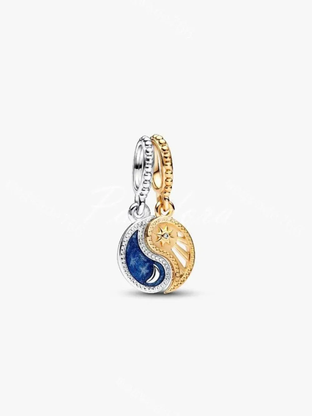 Two-tone Splittable Sun & Moon Dangle Charm